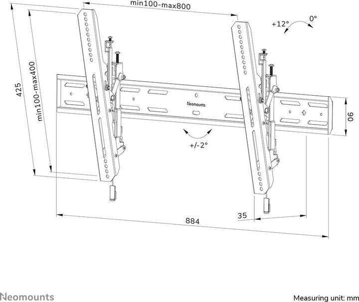 Produktbild Neomounts Wandhalterung WL35S-850BL18 Schwarz (Wand, 88", 60 kg)