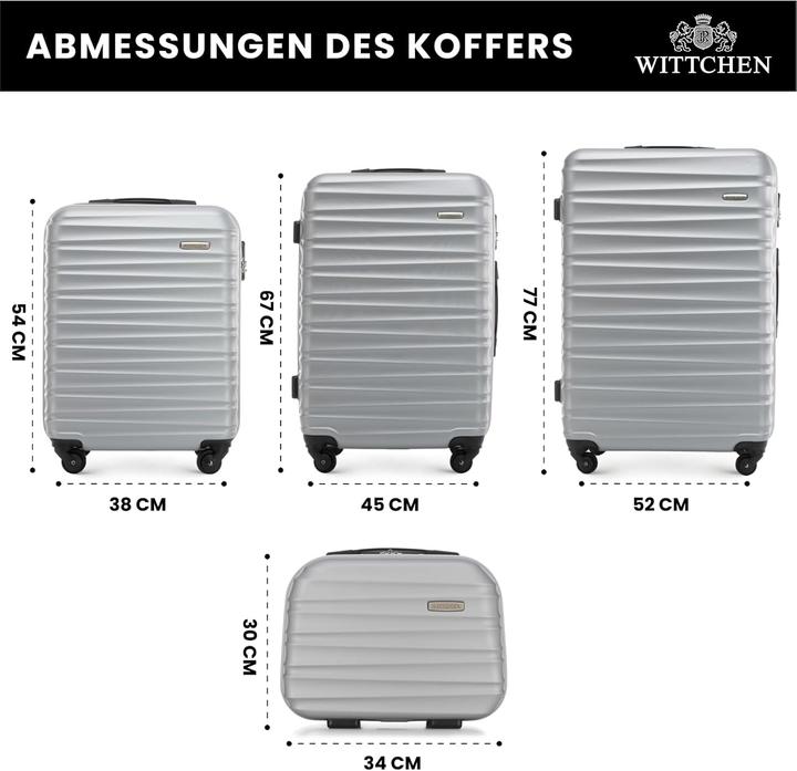 Immagine prodotto Wittchen 4er-Set Hartschalen-Koffer (96 l, Bagaglio a mano (fino a 50 litri), M (50 - 90l), L (90 - 115l))