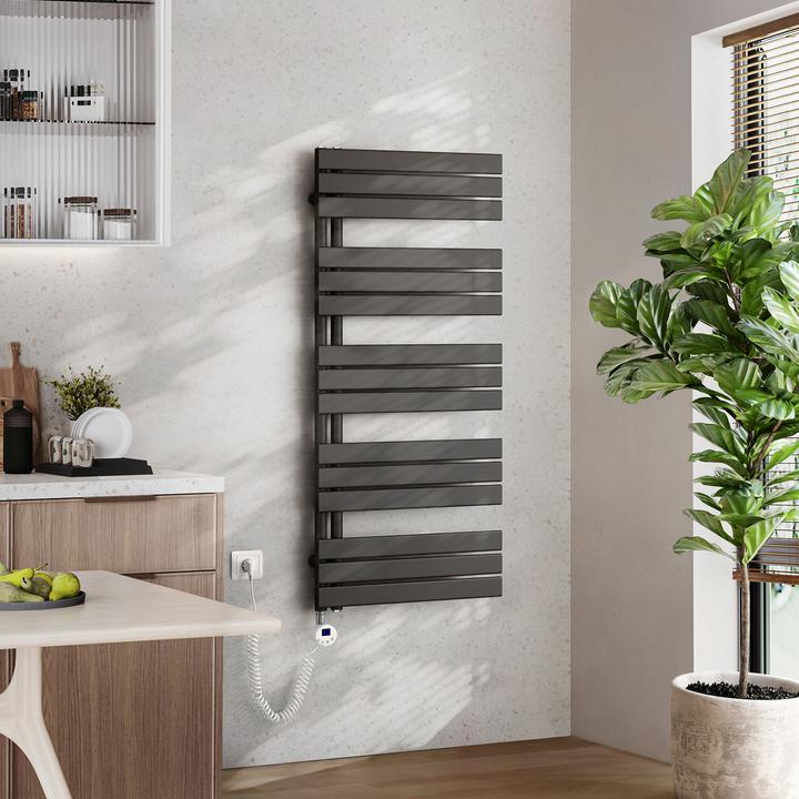 Produktbild Emke Elektrischer Handtuchwärmer mit Heizstab und Timer, Anthrazit 1320x600mm 800W (800 W)