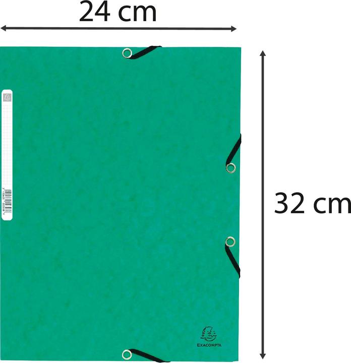 Image du produit Exacompta Chemise à élastique 3 rabats carte lustrée 355gm2 - A4 - Vert (A4, 1 x)