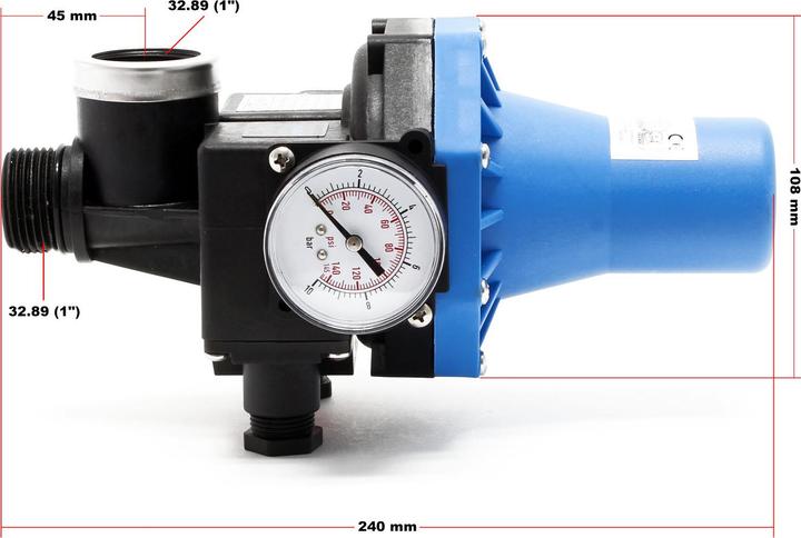Produktbild Wiltec Druckschalter SKD-3 230V 1-phasig Pumpensteuerung Hauswasserwerk (Hauswasserpumpe)