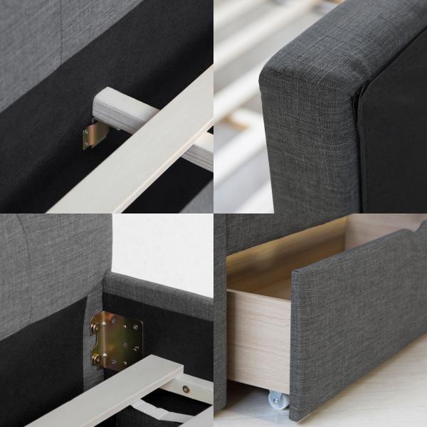 Produktbild Homestyle4u Polsterbett mit Lattenrost und Schubladen (90 x 200 cm)