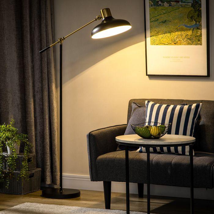 Actual product image Swisshandel24 Floor lamp, height-adjustable floor lamp, 40 W swivelling floor lamp, arc lamp, reading lamp with (E27)