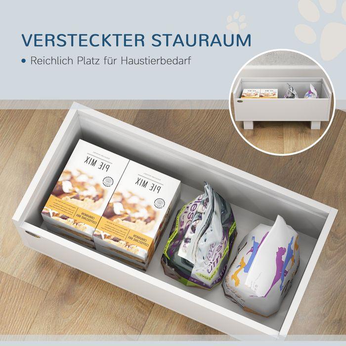 Produktbild Swisshandel24 Hundenapf erhöht, Höhenverstellbar Futternapf für Hunde mit Stauraum, Weiss (1 l)