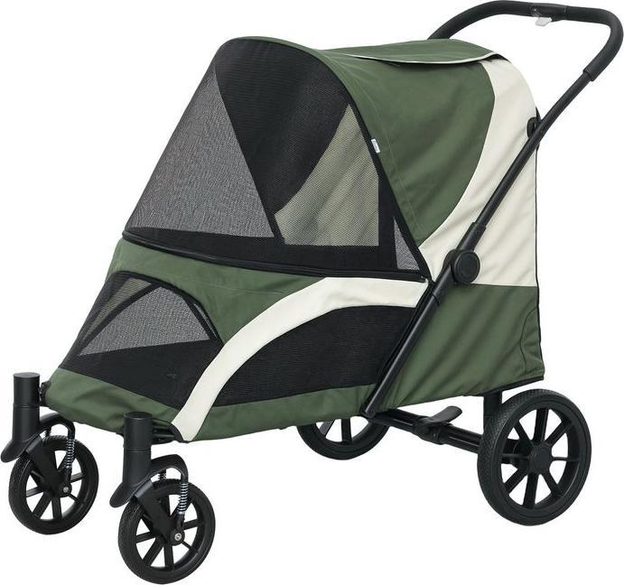Produktbild Swisshandel24 Hundewagen Hundebuggy klappbar für grosse Hunde & Katzen bis 30 kg Katzenbuggy, dunkelgrün (Hund, Faltbar, Atmungsaktiv, Sicherheitsverschluss)