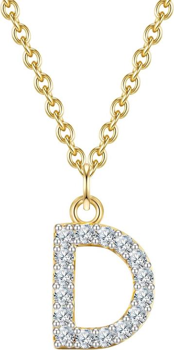 Glanzstücke München Damen Buchstabe D Sterling Silber Zirkonia Gelbgold 45,0 cm Basiskette + 5,0 cm Verlängerung - 32152 (Sterling Silber, 40 - 45 cm)