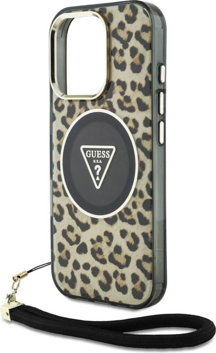 Productafbeelding Guess HC IML Luipaard Driehoek Snoerband MagSafe Case voor iPhone 16 Pro - Bruin (Apple iPhone 16 Pro)