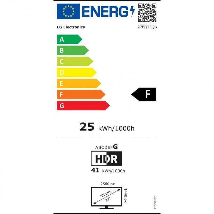 Etichetta energetica LG 27BQ75QB-B (2560 x 1440 pixel, 27")