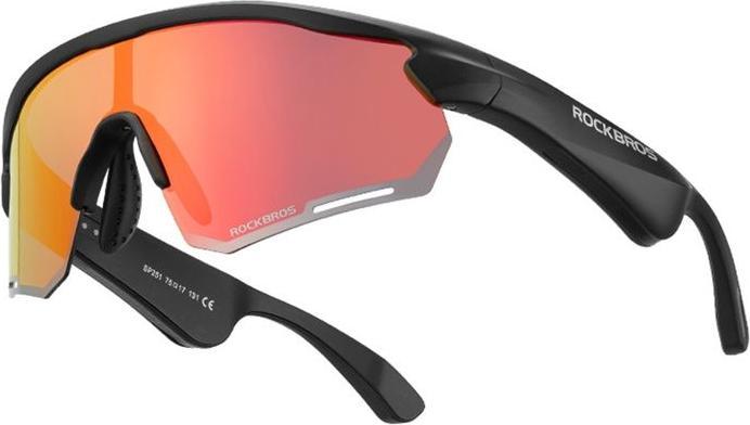 Rockbros SP251 Polarized Bluetooth Sunglasses (Mirrored) (Blau, Black, Polarisiertes Glas)
