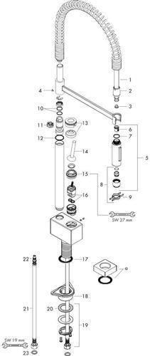 Produktbild hansgrohe AXOR Starck Einhebel-Küchenmischer, ComfortZone240, Semi-Pro, schwenkbar