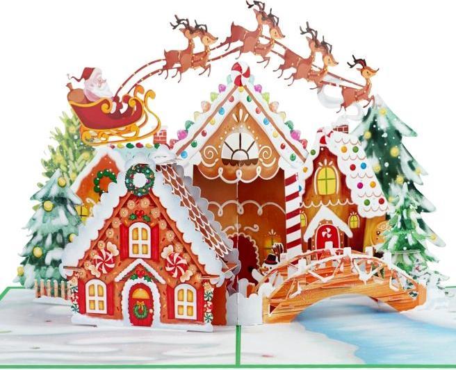 Produktbild MU Classic 3D Pop-Up Weihnachtskarte Saluts Series - Lebkuchenhaus (1 Stk.)