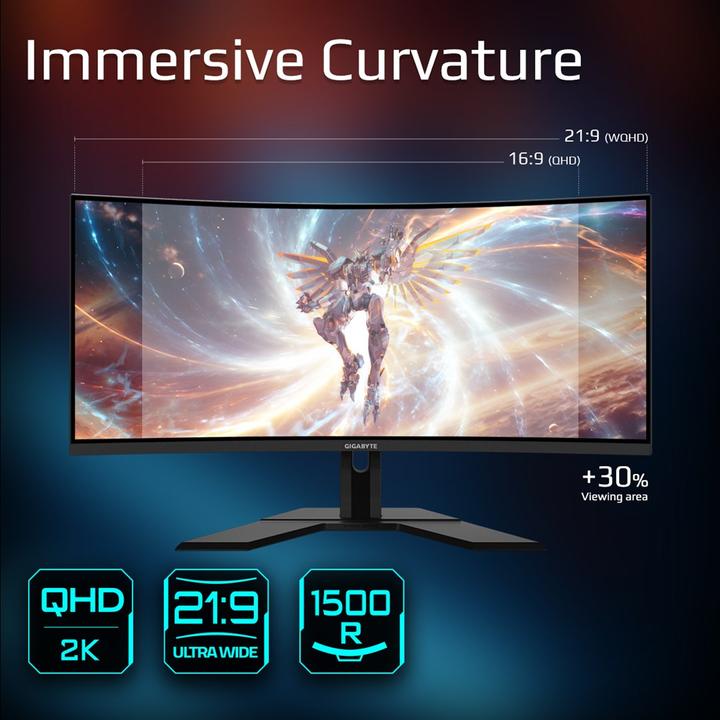 Actual product image Gigabyte G34WQCP (3440 x 1440 pixels, 34")