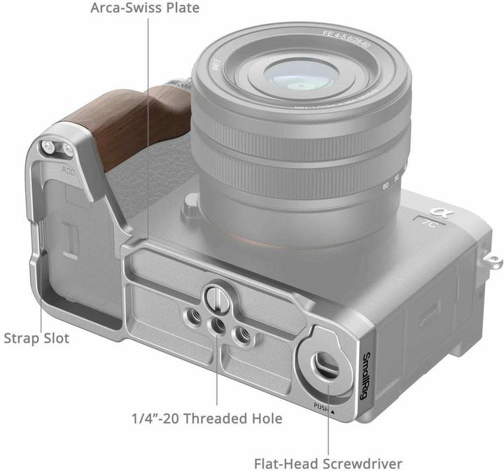 Produktbild SmallRig L-Shape Mount Plate with Wooden Handle (Griff, Diverses Video Zubehör)