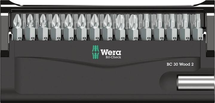 Actual product image Wera Bit-Check 30 Wood 2 (Cross Pozidriv PZ M2, Cross Pozidriv PZ M3, Cross Phillips PH M2, Cross Pozidriv PZ M1)