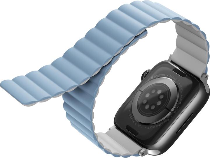 Actual product image Uniq pasek Revix Apple Watch Series 1/2/3/4/5/6/7/8/SE/SE2 38/40/41mm. Reversible Magnetic biały-nie (Silicone, Stainless steel)