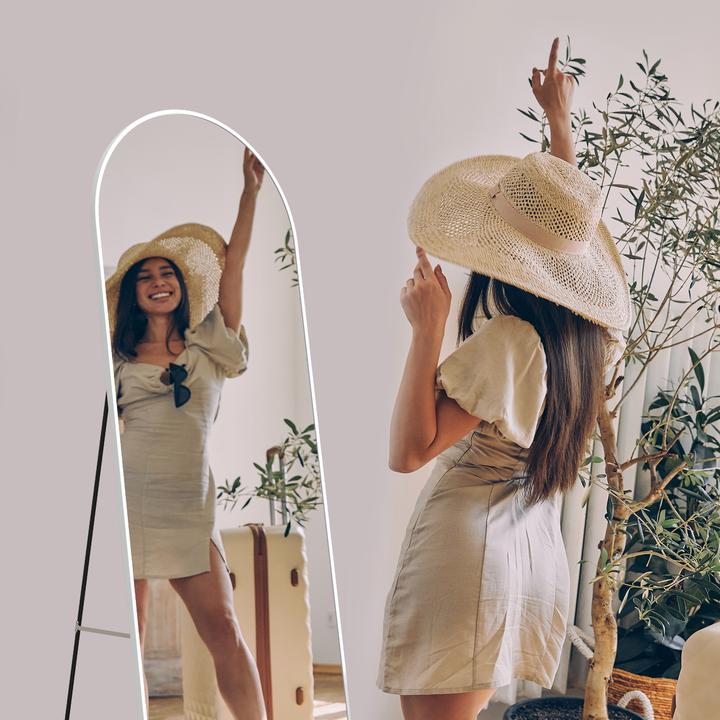 Produktbild Emke Bogen Standspiegel mit Rahmen aus Aluminium, 60*160cm, Weiss
