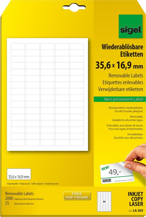Produktbild Sigel Wiederablösbare Etiketten