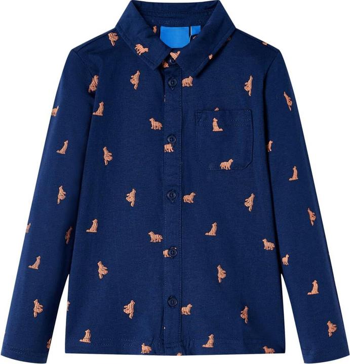 VidaXL Kinderhemd Marineblau 116,Material: 100 % Baumwolle,Farbe (116)
