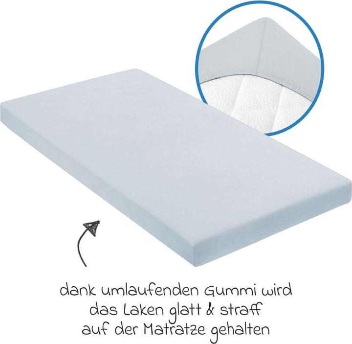 Produktbild Julius Zöllner Jersey Spannbettlaken für Wiegen & Stubenwagenmatratzen 90x 40 cm, denim (40 x 90 cm)