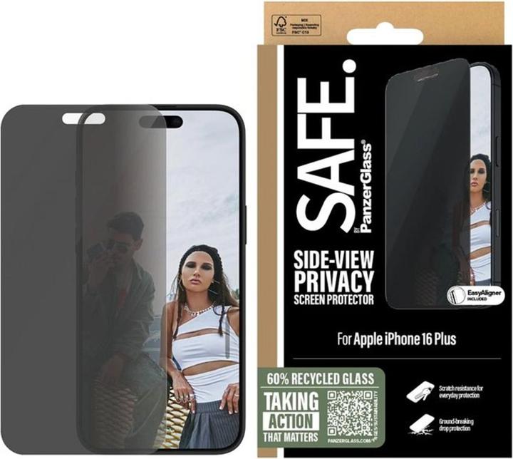 PanzerGlass SAFE. Privacy Screen Protector iPhone '24 6.7" Ultra-Wide Fit (1 Piece, Apple iPhone 16 Plus)