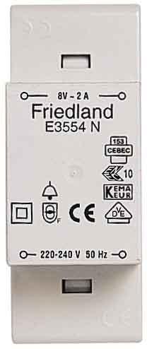 Actual product image Honeywell Bell transformer VDE E3554N Friedland 8V/2A