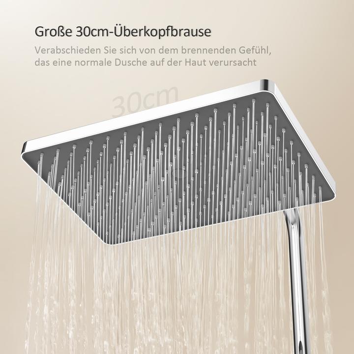 Actual product image Emke Thermostatic Shower System with Overhead Rain Shower, Hand Shower, and Lower Outlet, Chrome