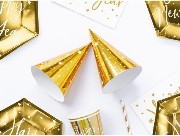 Immagine prodotto Partydeco Cappelli da festa Stelle, oro, 16 cm (1 pz / 6 pz)