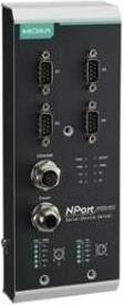 Actual product image Moxa NPORT 5450AI-M12 - 4-port RS-232/422/485 device server, 1 10/100BaseT(X) port with M12 connector