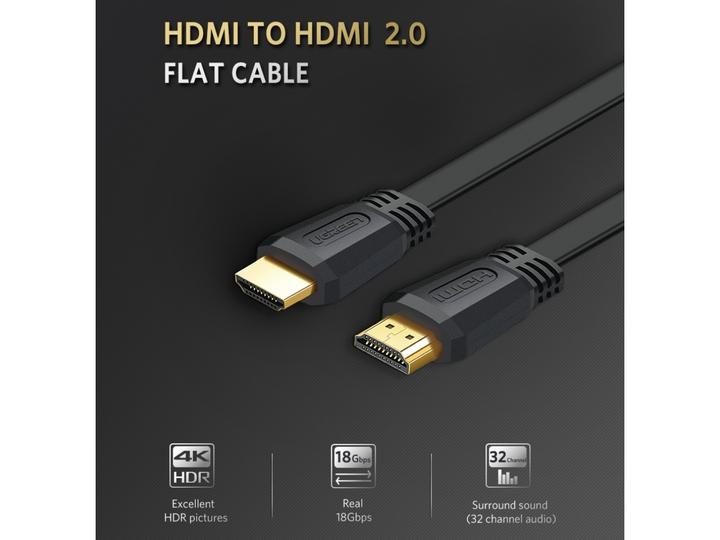 Image du produit Ugreen HDMI 2.0 bande plate 4K 1080p plaqué or (3 m, HDMI)