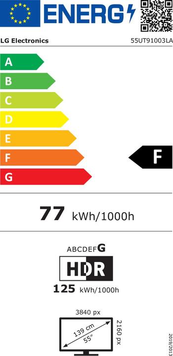 Energie-Label LG TV 55UT91003LA (55", UT91, LED, 4K)