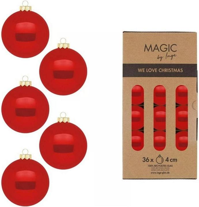 Inge’s Glas Christmas Decor Christmas bauble modern 36 pieces, red (36 -part)