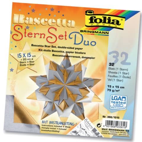 Actual product image Folia Bascetta star folder, 150 x 150 mm, silver/gold
