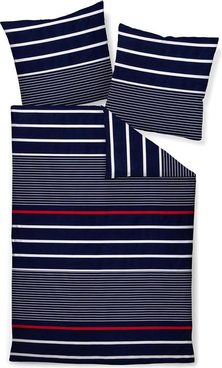 Produktbild Janine Mako-Satin Bettwäsche J.D. 87105 maritimblau (Bettwäsche Set, 160x210 cm + 65x100 cm)