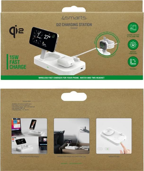 Productafbeelding 4smarts Qi2 laadstation Trident wit (25 W)