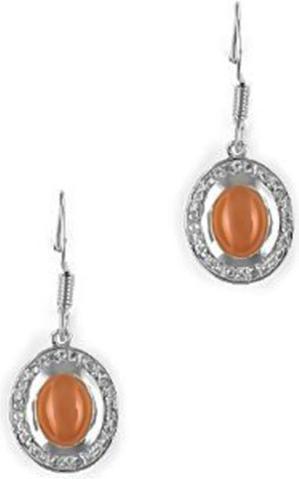 Xen Ohrhänger oval mit 2 Pfirsich Mondsteinen XE0194 (925 Sterling Silber)
