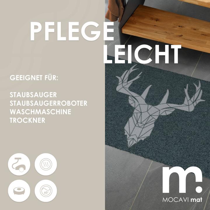 Image du produit Mocavi Cerf moderne, anthracite, motif campagnard, tapis de chasse (45 x 70 cm)