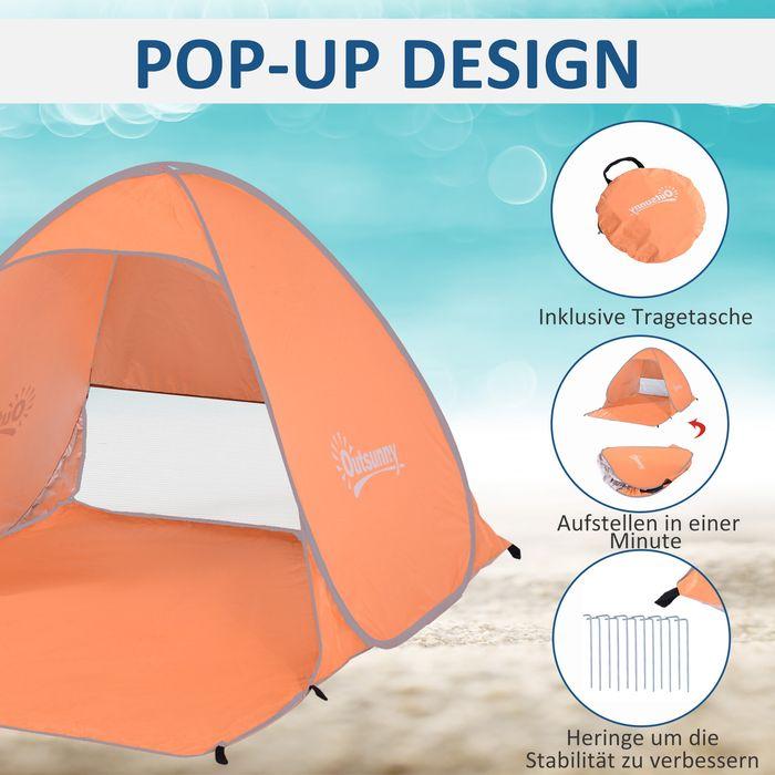 Produktbild Swisshandel24 Strandmuschel Strandzelt Wurfzelt Pop Up Zelt Campingzelt Automatisch Orange (Wurfzelt, 0.80 kg, 2 Personen)