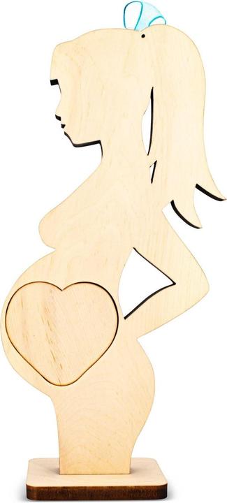 Produktbild ZNatur Schwangere Frau Bilderrahmen aus Zirben Arven Holz Geschenk Deko mit Gravur zur Schwangerscha