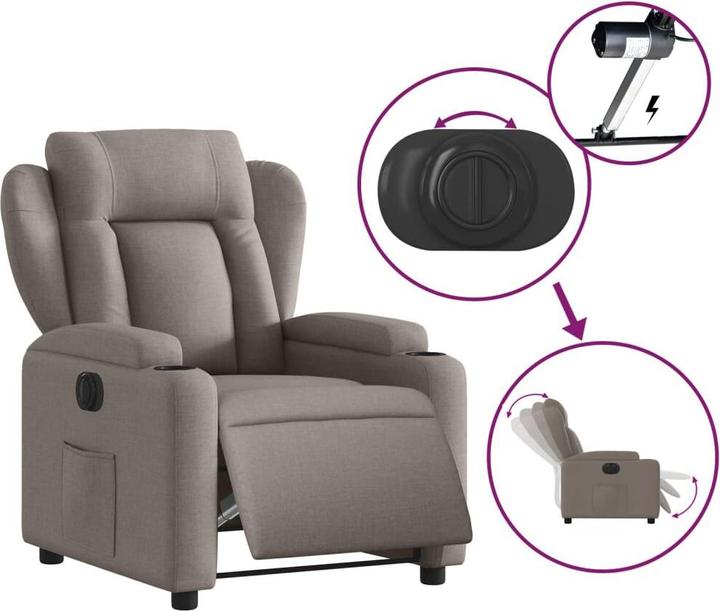 Actual product image VidaXL Recliner armchair reclining armchair recliner armchair electric taupe fabric
