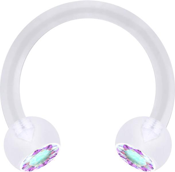 Produktbild Star Piercing Micro Circular Barbell transparent mit zwei Kugeln Kristall multicolor (ohne Messing, Bioflex)