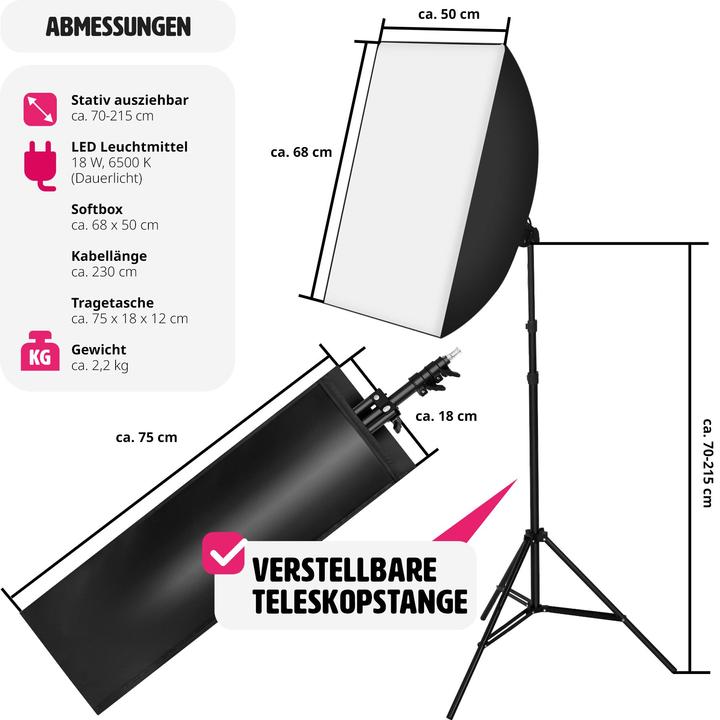 Image du produit tectake Éclairage de studio avec boîte à lumière et trépied (éclairage de studio)