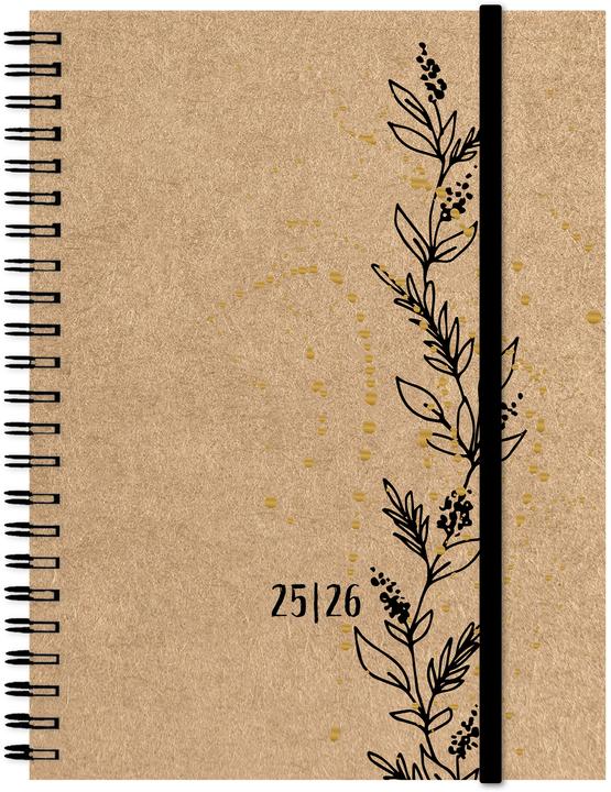 Simplex Schüleragenda KraftPAPIER 25/26 500414.26 1W/2S 17M Tendril ML 12x16.5cm (12 x 16,5 cm, Allemand)