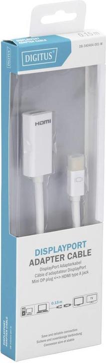 Produktbild Digitus mini DP zu HDMI (Mini DP, DC-Stecker 4.5 mm, 15 cm)