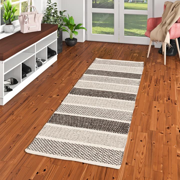 Produktbild Pergamon Natur Teppich Läufer Wolle Rana Streifen (90 x 160 cm)