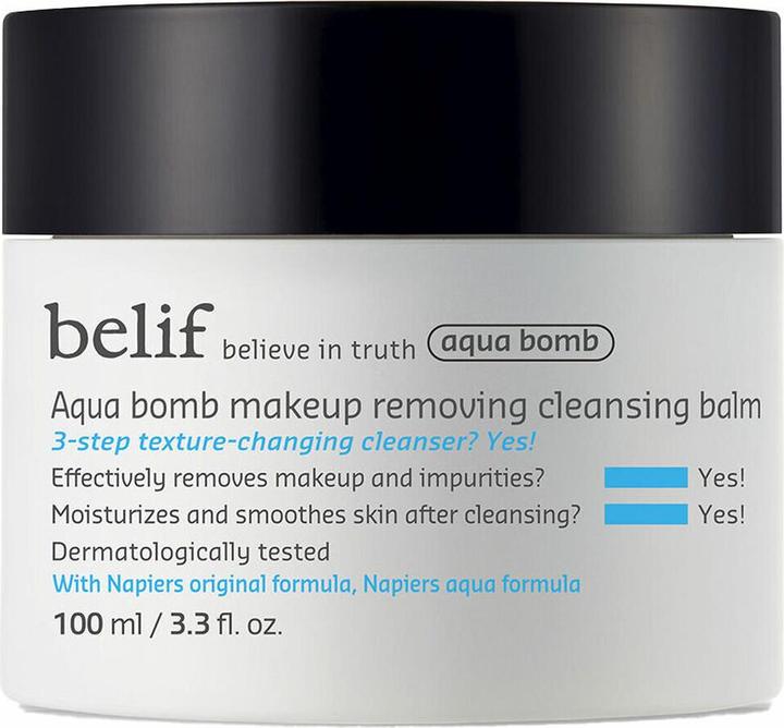 Actual product image Belif Aqua Bomb Cleansing Balm Makeup Remover Hydrate and Deep Cleanse in 1 Step No Mess Clean Up Me (Oils, 100 ml)