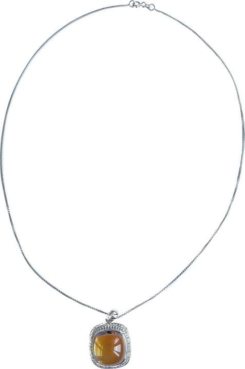 Xen Anhänger mit Kette Citrin Cushion-Cabochon 45 cm 925 Silber (925 Sterling Silber, 45 cm)