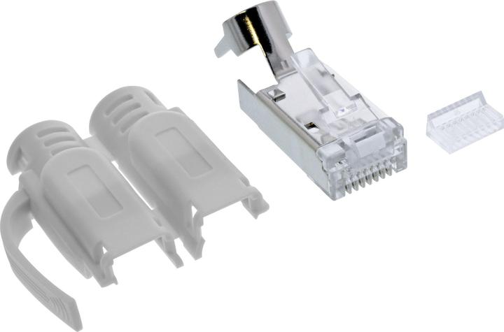 Immagine prodotto InLine Confezione da 10 connettori a crimpare ® Cat.6A RJ45 schermati, con protezione da piegatura e (Connettore del cavo di rete)