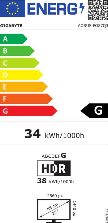 Energy Label Gigabyte Aorus FO27Q3 (2560 x 1440 pixels, 27")