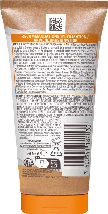 Actual product image Garnier Ambre Solaire Hydra 24h (Suntan lotion, SPF 30, 50 ml, 50 g)