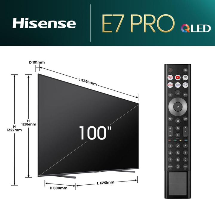 Actual product image Hisense TV 100E77NQ Pro (100", QLED, 4K, 2024)
